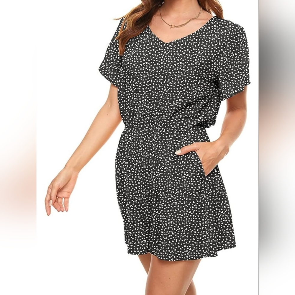 Black & White Polka Dot Romper NWT